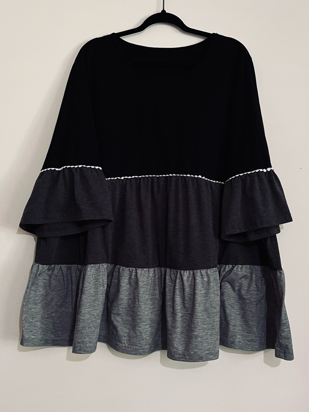 Grayscale Color Block Tiered Top